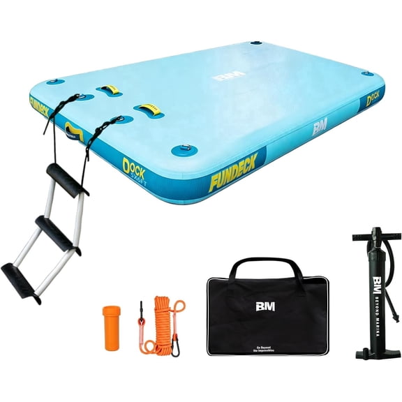 Inflatable Floating Dock, Non-Slip Swim Platform Raft for Lake Pool Beach Ocean, 10x6FT Mint Green
