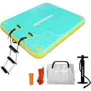 Inflatable Floating Dock, Non-Slip Swim Platform Raft for Lake Pool Beach Ocean, 5x6FT Mint & Yellow