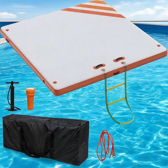 Inflatable Floating Dock Platform, Non-Slip PVC, with Handles