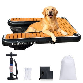 Inflatable Floating Dog Ramp for Pool, Lake & Boat, Portable Pet Water Ramp with Non-Slip Surface and Tie-Down D-Rings