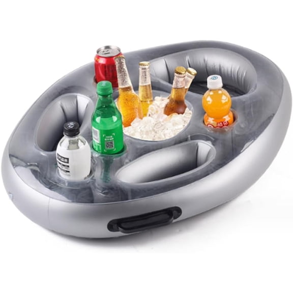 Inflatable Floating Drink Holder with Large Capacity Drink Float for Pools & Hot Tub Fun Inflatable Floating Drink Holder for Pool with Cup HolderBeverage Swimming Pool Table Float for Adults