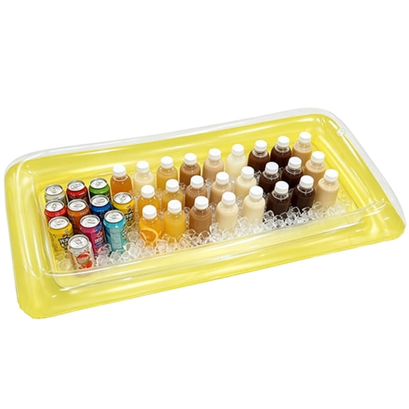 Inflatable Floating Drink Holder Tray for Pool Parties PVC Water Beverage Cooler Ice Bar for Outdoor Activities