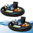 thumbnail image 1 of Inflatable Pool Drink Holder Float Multi Slot Bar Tray with Side Handles and Phone Holder for Pool Parties, Black, 1 of 6