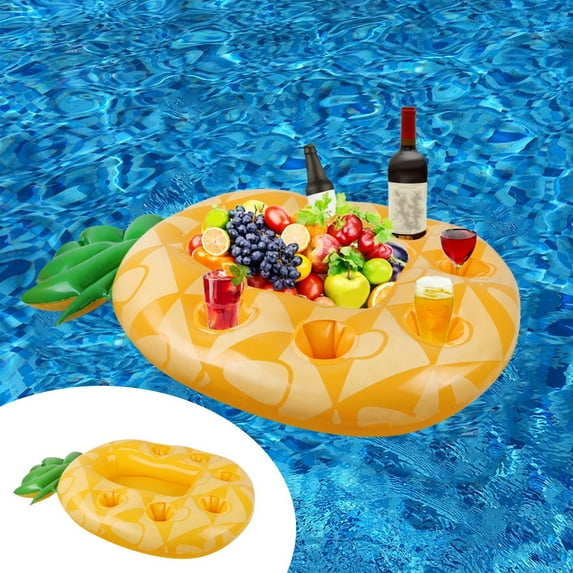 Inflatable Floating Drink Pallet, Pool Floating Tray, Portable Floating Snack and Drink Holder for Pool Parties, Durable Yellow PVC Material