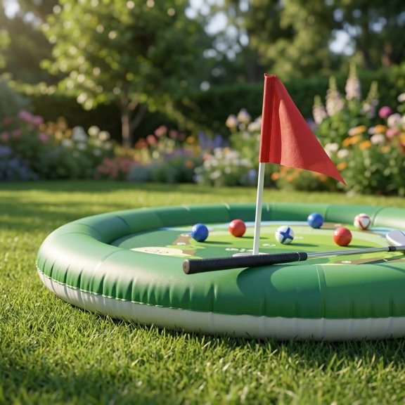 Inflatable Floating Golf Chipping Game Mat For Pool Outdoor Water Golf Game With Scoring Zones, Durable PVC, 1 Pack