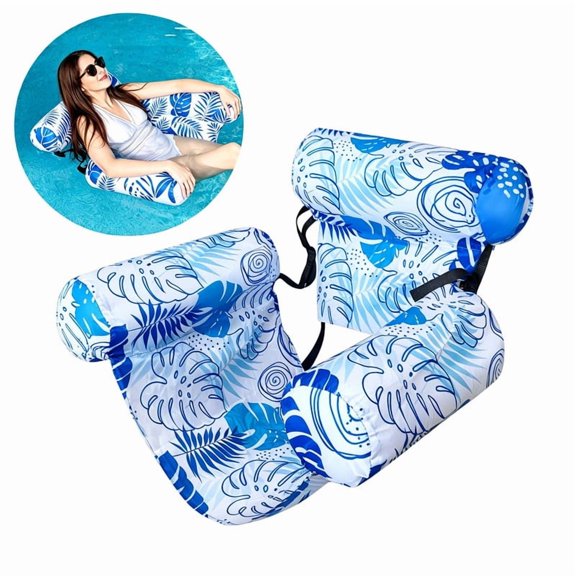 Inflatable Floating Lounge Chair for Adults, Tropical Plants Print Pool Float for Swimming Pool Beach Lake Summer Party Fun