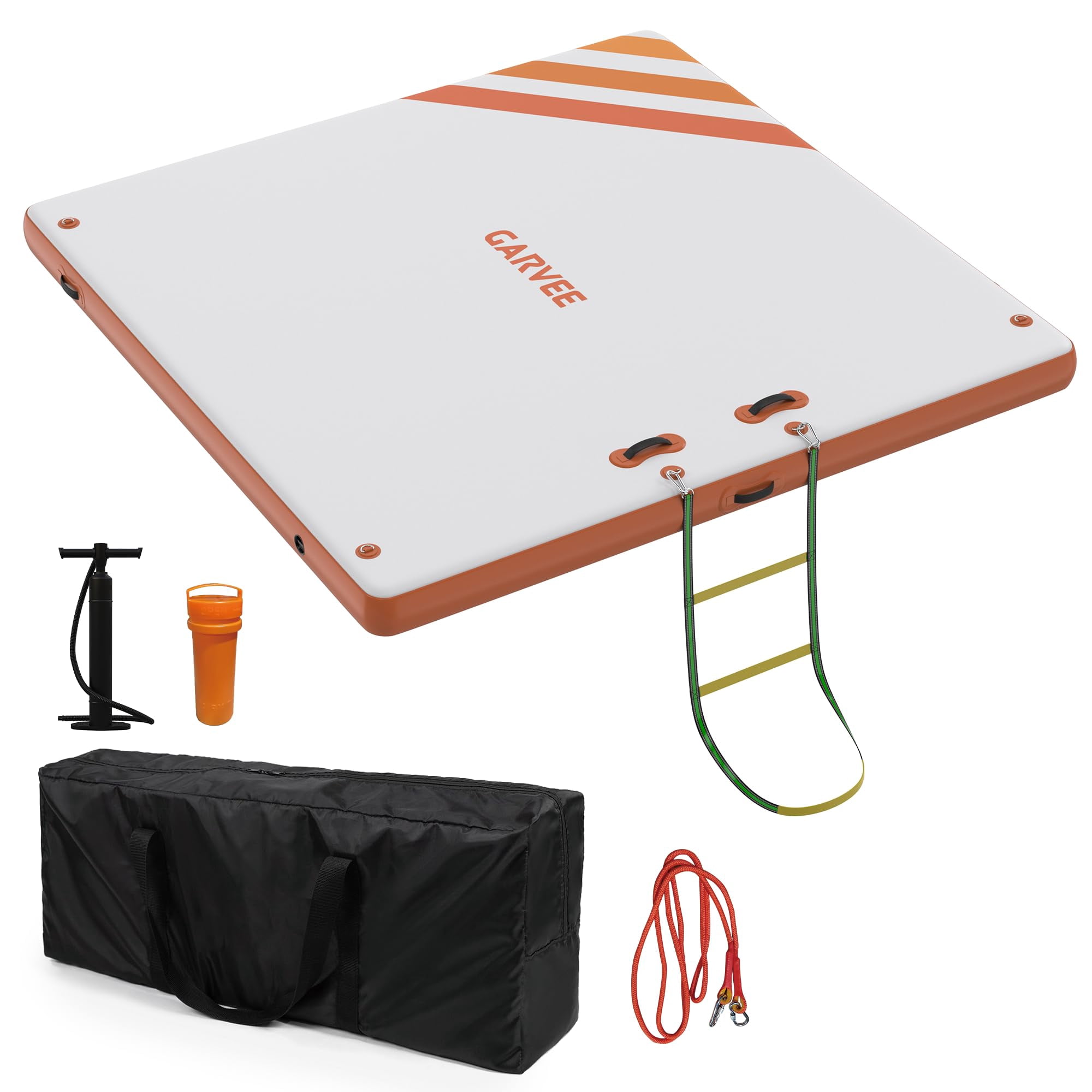 Inflatable Pints Inflatable Floating Platform, Non-Slip Floating Island with Ladder and ...