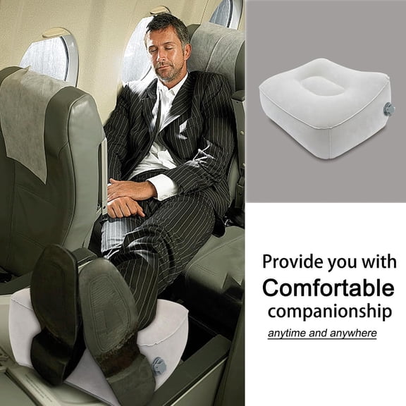 Inflatable Foot Rest, Carseat Inflatable Foot Rest Pillow, Airplanes Inflatable Foot Rest Cars, Travel Footrest Pillow for Home Office,Trains (Grey, 14.5" L11.8" W7.9H)$$Bedding