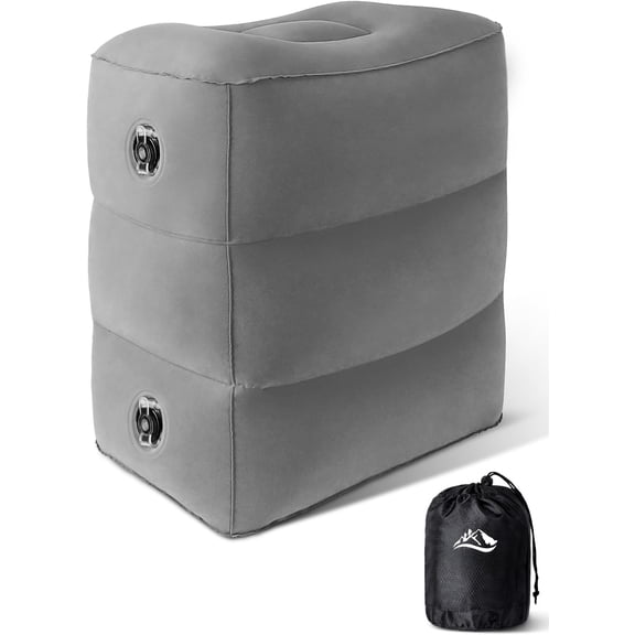 Inflatable Foot Rest Pillow, Airplane Bed, Adjustable 3 Layers Height Rest Pillow, Airplane Travel Essentials for Office, , Trains,