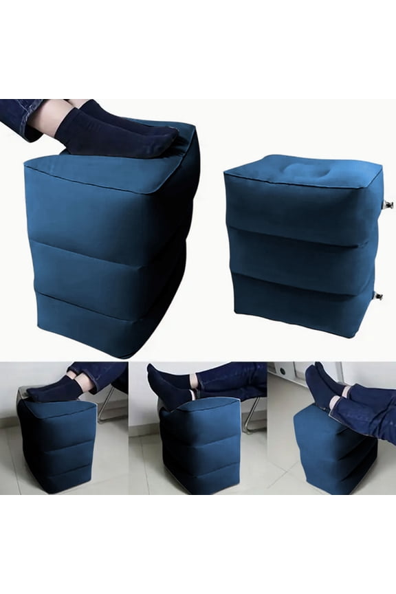Inflatable Foot Rest Pillow for Travel,Upgrade The Rear Neck And Raise The Inflatable U Pillow Milk Silk Inflatable Pillow,Adjustable Height Flight Foot Rest for Airplane, Car, Train, Office
