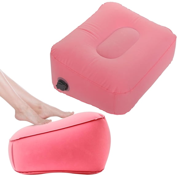 Inflatable Foot Rest Pillow for Travel,Kids Airplane Bed,AdjustableAir Travel Essentials,Car, Office, Home - Fast Inflation Pink