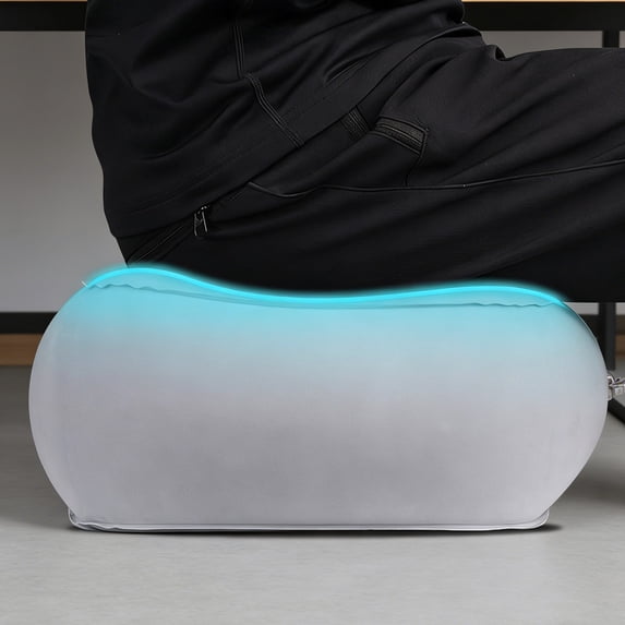 Inflatable Foot Rest Travel Foot Stool Portable Air Cushion Leg Support Pillow Compact Flocked Ottoman Relaxation Accessories for Airplane Train Car Office Home Long Flight Travel Comfort Essentials