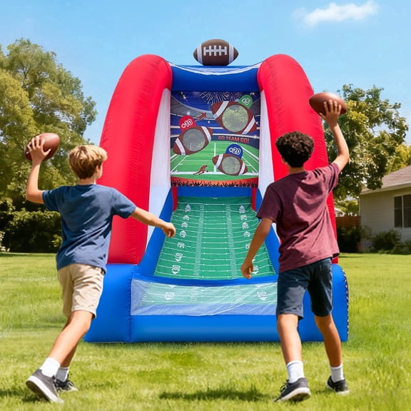 Inflatable Football Toss Game with 2 Inflatable Footalls, Throwing Target Game, Football Target Practice for Outdoor Event, Carnival