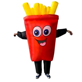 Inflatable French Fries Costume for Adults, Funny Blow Up Fast Food Suit, Cartoon Design, One Size Fits Most, Canival, Cosplay