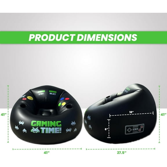 Inflatable Gaming Chair for Kids & Teens with Cup Holders and Side Pocket - This Air Gaming Bean Bag Chairs for kids is The Perfect Furniture for Gamer Room Decor - Perfect Gaming Stuff for boys 4-12