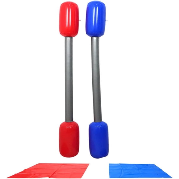 Inflatable Gladiator Dueling Game  Jousting Set with 2 PVC Battle Sticks (143cm) & Protective Mats, 17cm Diameter Inflatable Swords for Outdoor Backyard Fun & Party Games-dh