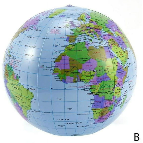 Inflatable Globe Map Ball World Earth Geography Education Toy 30cm Blow-Up Z3V2