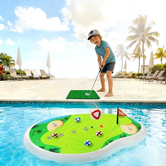 Inflatable Golf Pool Toys, Fun Swimming Pool Game, Floating Water Chipping Green Balls, Yard Summer Party Birthday Gift Adults Family
