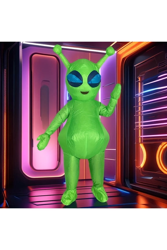 Inflatable Green Alien Costume - Cute Extraterrestrial Outfit For Halloween & Space Parties,Height 4'11"-6'3",Alien