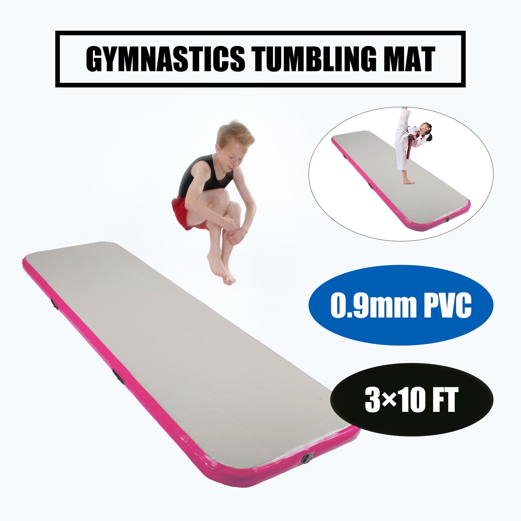 Inflatable Gym Air Track Gymnastics Tumbling Mat for Exercise, Sea Foam/Teal