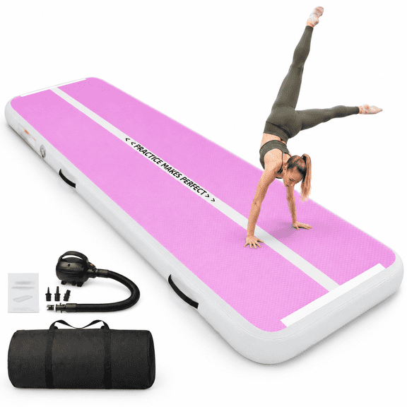 Inflatable Gymnastics Air Mat Tumble Track Cyan/HotPink 10ft*3.3ft*4inches(3m*1m*0.1m)