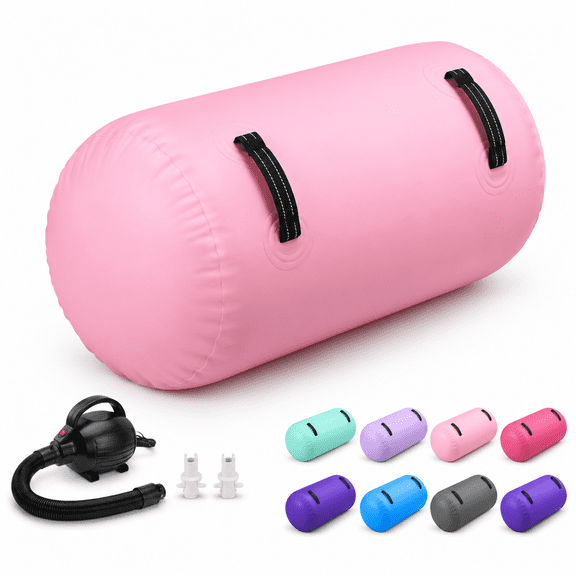 Inflatable Gymnastics Air Roller Mat, Light Pink, 39.37in x 31.5in