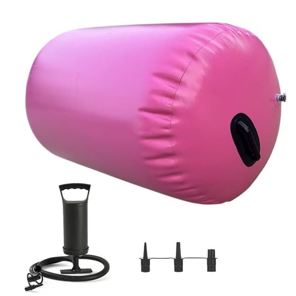 Inflatable Gymnastics Drum with a Handle And Air Pump, Versatile Fitness Roller/Yoga Ball, Sports Inflatable Column for Gymnastics Mats, Collapsible Backflip Trainer/Health Ball