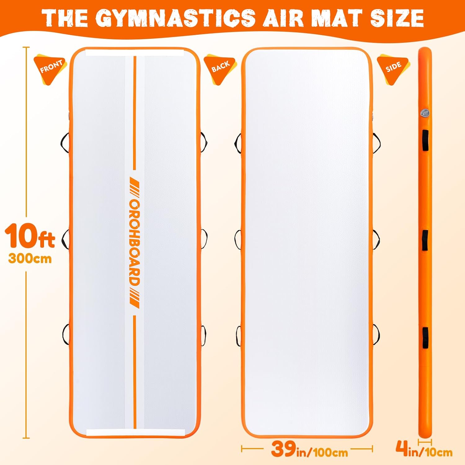 Inflatable Rigid Mat Inflatable Gymnastics Mat - 10' Thick & Premium Heat Sealed Process, 1 ...