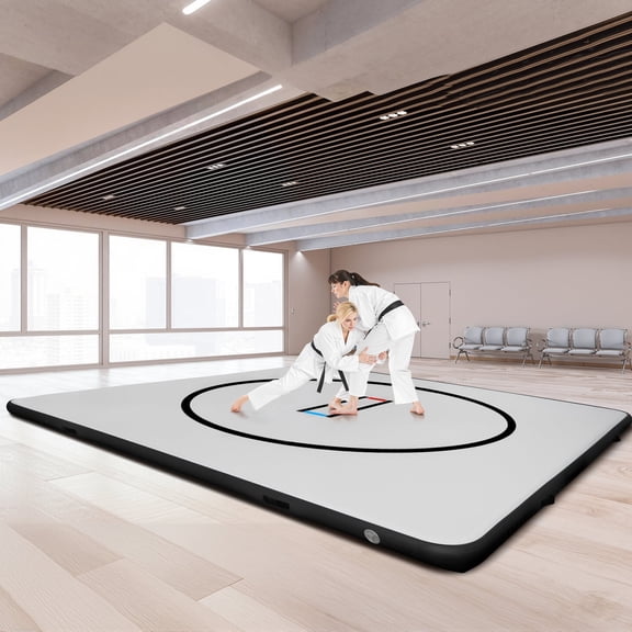 Inflatable Gymnastics Mat 10x10ft Thick PVC Air Tumbling Mat for Yoga Martial Arts Boxing Outdoor Indoor Training with Electric Pump Carry Bag