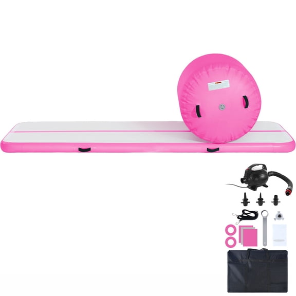 Inflatable Gymnastics Mat Set with Electric Pump, 2-Piece Portable Tumbling Mat for Indoor&Outdoor Yoga, Cheer, Fitness Training