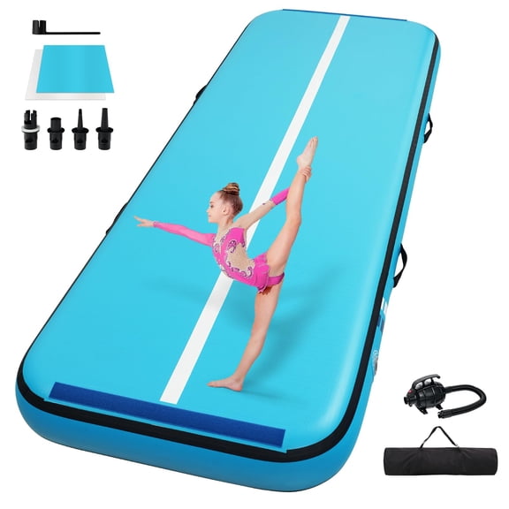 Inflatable Gymnastics Tumble Track Tumbling Mat with Air Pump, Available in 4/6/8 Inch Thickness, Waterproof Training Mat for Home Use, Cheerleading, Yoga and Water Activities
