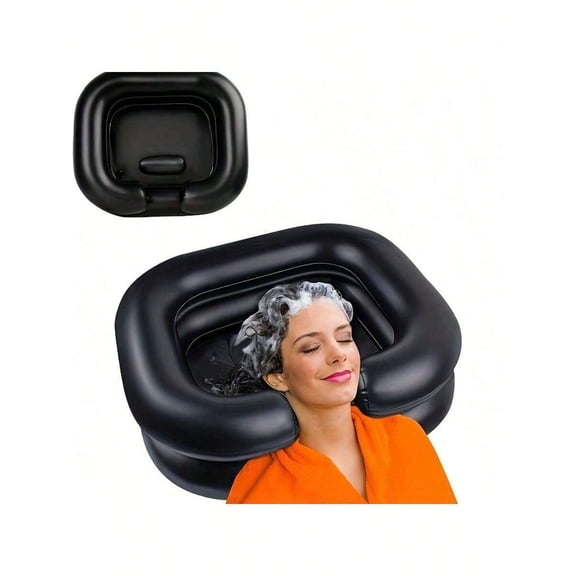 Inflatable Hair Washing Basin With 100cm Drain Tube & Comfort Pillow, Portable Shampoo Bowl For Bedridden Patients, In-Bed Hair Washing Sink For Locs Detox