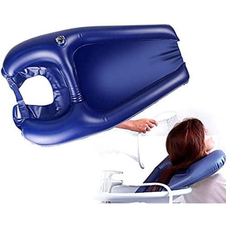 Inflatable Hair Washing Basin for Sink at Home, Portable Shampoo Bowl, Hair Washing Sink for Bedridden, Handicapped, Kids, Seniors, Pregnant, Wheelchair Person at Bedside and Kitchen Sink Use (Blue)