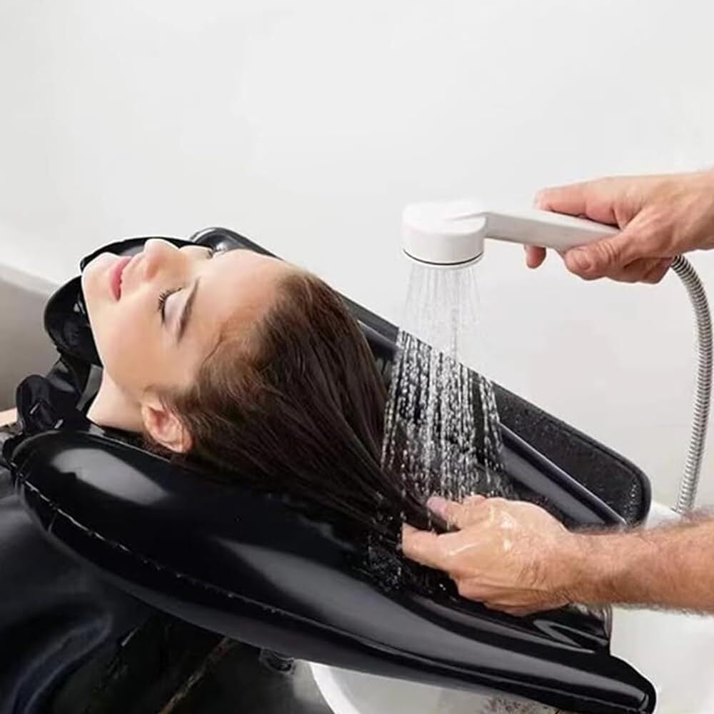Inflatable Hair Washing Tray for Sink and Bedside Comfortable Portable Shampoo Bowl for Spill Free Rinsing Wash Basin for Haircuts and Coloring at Home for Elderly, Kids, Bedridden
