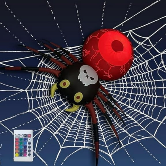 Inflatable Halloween Spider with LED Lights & Remote Control