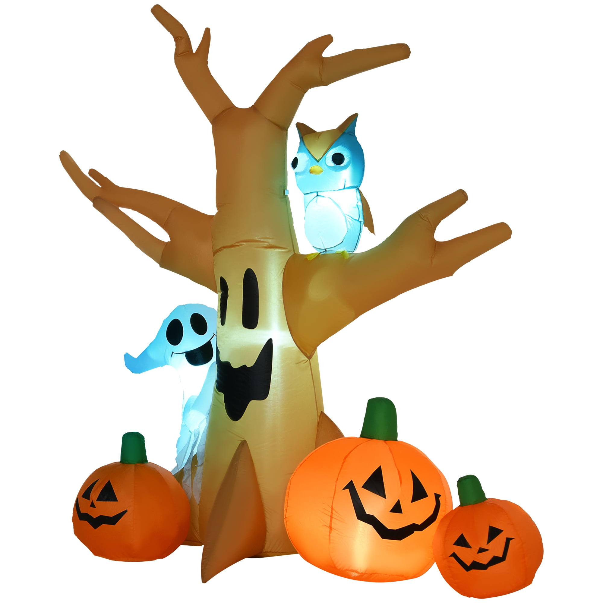 Inflatable Halloween Tree Decoration 90 Inch with LEDs Stakes Sandbags for Outdoor Yard Garden Party