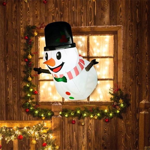 Inflatable Hanging Christmas Snowman Decor LED-Lit Festive Ornament for Home Window/Indoor & Mild Outdoor