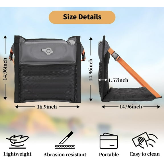 Inflatable Heated Stadium Seats, Portable Bleacher Seat with Back Support, Foldable and Lightweight Stadium Chair for Sporting Events Camping Games Sports, Seat Cushion with 3 Levels of Heat