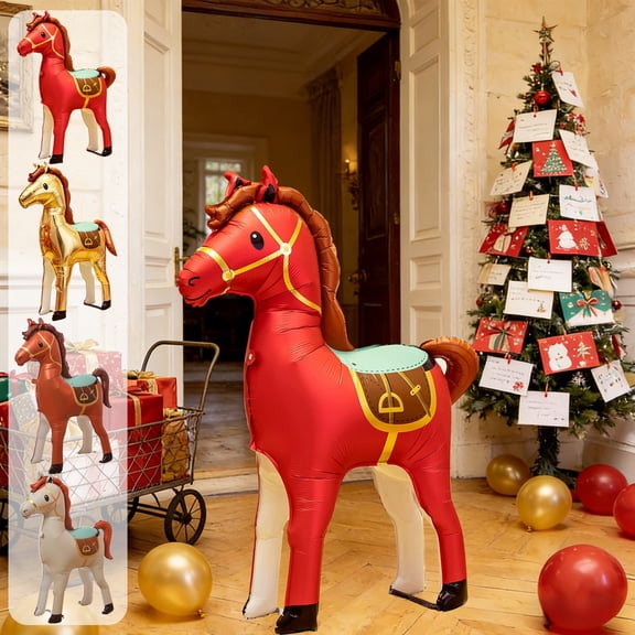 Inflatable Horse Balloons - Quick-Inflate Leak-Proof Large Festive Decor for 2026 Year of The Horse Parties & Events, Reusable Party Props, 2026 & Year of The Horse Necessity, 53.5*40.1in, Brown