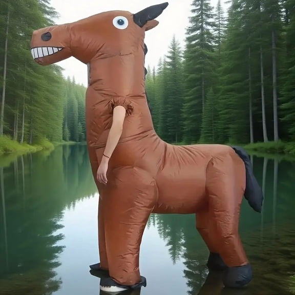 Inflatable Horse Costume Party Or Photo Fun Holiday Animal Suit Perfect Gift For Halloween, Christmas Or Carnival,Height 59"74.8",Horse