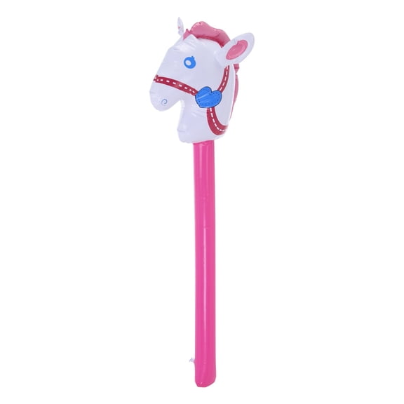 Inflatable Horse Stick Toy, Pink Pony Hobby Horse for Outdoor Play, Party Favor & Beach Birthday Decoration, Durable PVC Blow Up Stick Toy,Pink