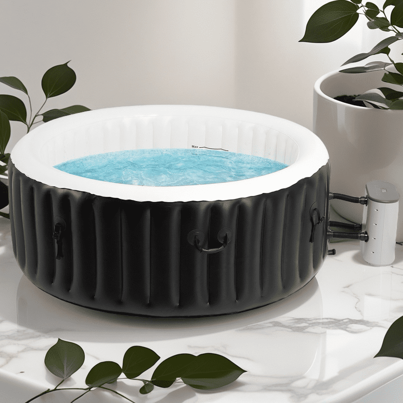 Inflatable Hot Tub 138 Jets Massage Portable Bathtub 211 Gallons Heating to 104F with Insulated Locking Cover Freeze Protection 2 Filter for Spa Relax,4 Person,71in x 26in