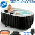 thumbnail image 1 of Inflatable Hot Tub 75"L x 47"W x 25"H, 2 Person Large Oval Outdoor Spa Blow Up Hottubs with 100 Bubble Jets, Blow Up Air Hot Tub with Heater Pump and Side Table, Insulated Cover, 2 Filter Cartridges, 1 of 9