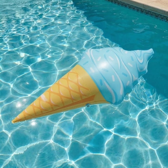 Inflatable Ice Cream Pool Float Dessert Shaped Swimming Pool Float Beach Lake Summer Water Fun, Light Blue