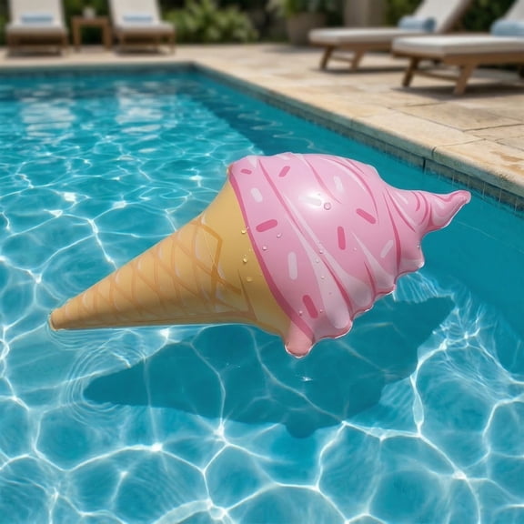 Inflatable Ice Cream Pool Float Dessert Shaped Swimming Pool Float Beach Lake Summer Water Fun, Pink