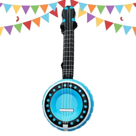 Inflatable Instruments, Blow Up Banjo Balloons, Musical Party Props, Air Filled Toy Decorations for Outdoor Birthdays, Beaches, Festivals, or Playrooms (Blue)