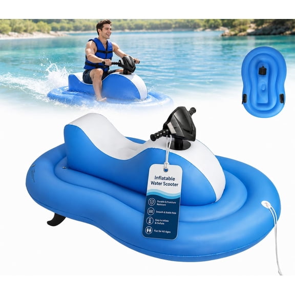 Inflatable Jet Ski with Motor, Electric Pool Float, Adult Water Scooter | Rechargeable Electric Water Scooter | Portable Single Rider Pool Float | Forward Reverse Control for Lakes and Calm Water