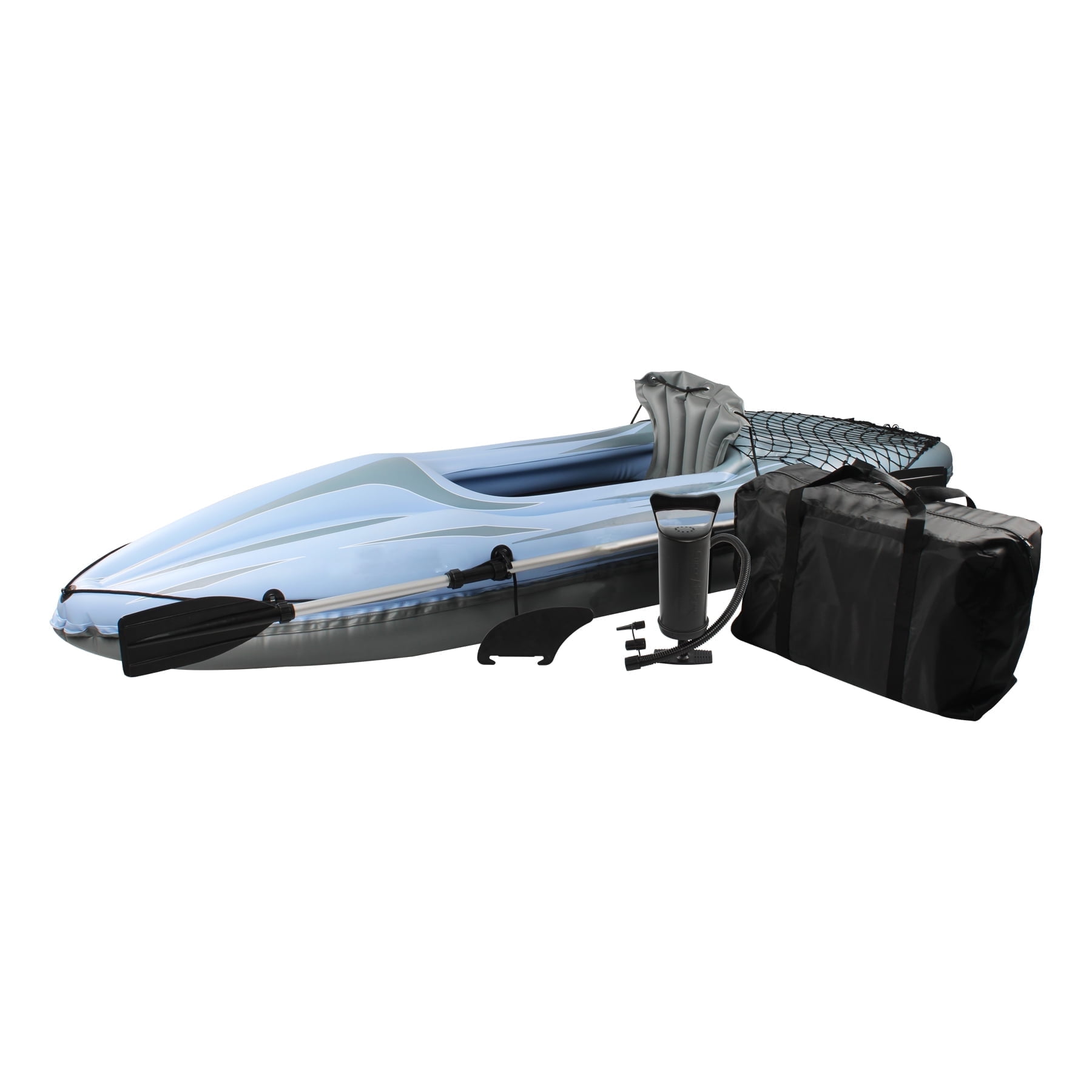 Inflatable Kayak 1 Person Adult Canoe with Adjustable Seat, Aluminum Oars & Hand Pump, Blue
