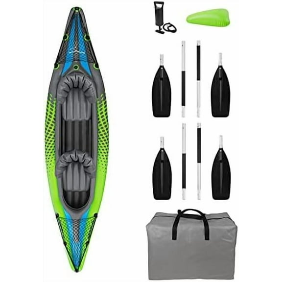 Inflatable Kayak 2 Person Tandem Kayak, Recreational Touring Kayak Includes Aluminum Paddles, Padded Seats, Double Action Pump$$Sport & Recreation Other