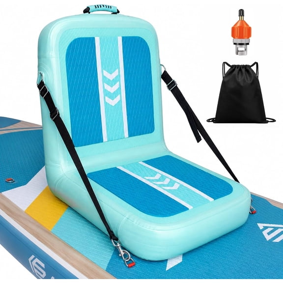 Inflatable Kayak Seat with  Support & Mesh Storage Bag, Adjustable Paddle Board Cushion Chair for Adults, Portable Blow Up Seats for SUP Raft Canoe Fishing Boat